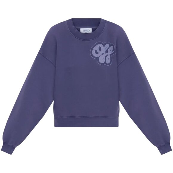 Off-White Logo print cotton Purple Crewneck Sweatshirt Size XXS Women's - Picture 5 of 5